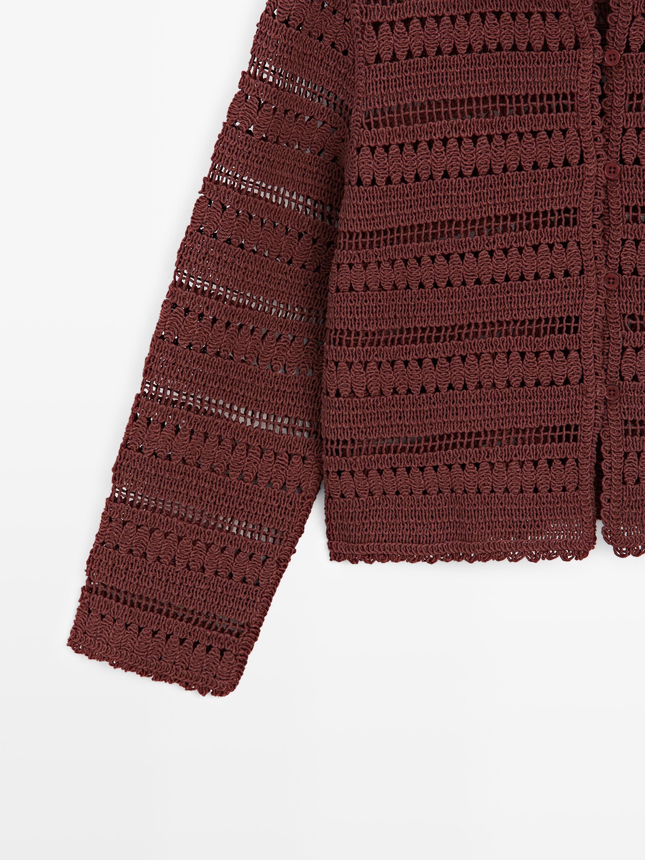 Short cotton crochet jacket